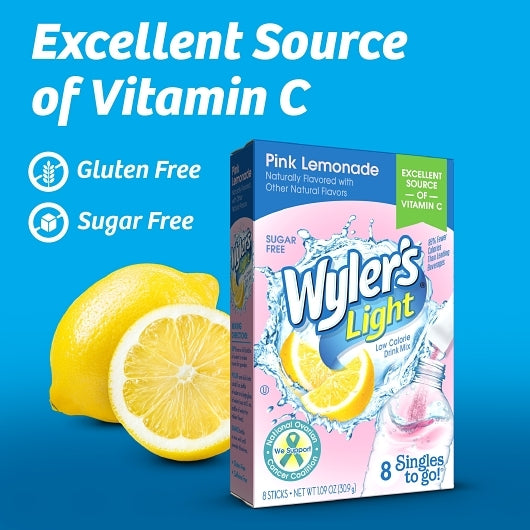 Wyler's Pink Lemonade Drink Mix Singles To Go, 12 x 8 ct Case - DOT product image 7