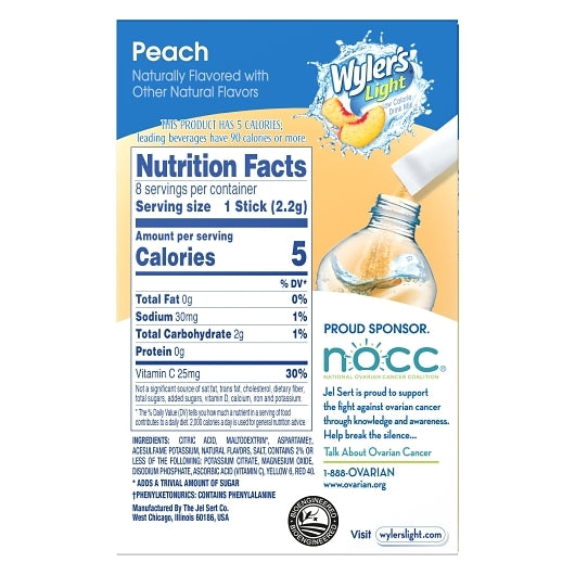 Wylers Light Peach Drink Mix Singles To Go, 12 x 8 ct Case - DOT product image 5