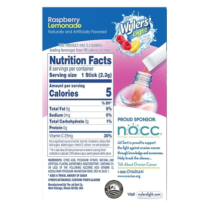 Wylers Light Raspberry Lemonade Drink Mix Singles To Go, 12 x 8 ct Case - DOT product image 7