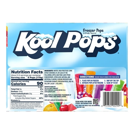 Kool Pops Assorted Freezer Pops - Watermelon, Tropical, Berry, Cherry, Orange, Grape, Strawberry, & Lemon Lime, 16 x 20 - DOT product image 4