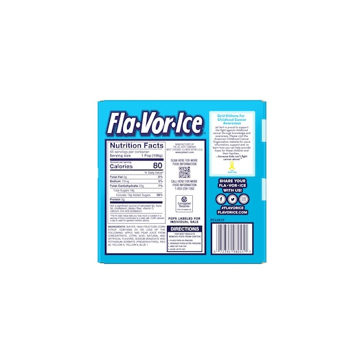 Fla-Vor-Ice Giant Lemon Lime, Orange, Berry Punch, Strawberry, Tropical Punch, and Grape Assorted Freezer Bars, 45 x 5.5 - DOT product image 4