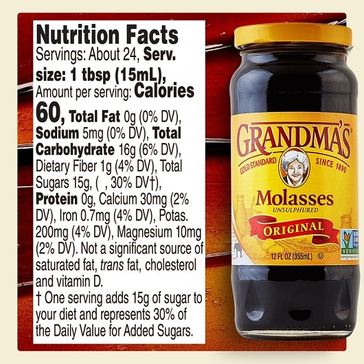 Grandma's Gold Unsulphured Molasses Jar, 12 x 12 fl oz Case - DOT product image 3