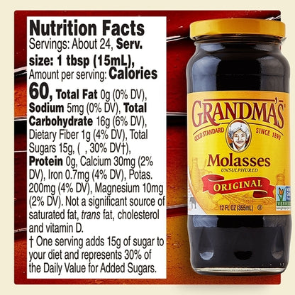 Grandma's Gold Unsulphured Molasses Jar, 12 x 12 fl oz Case - DOT product image 3