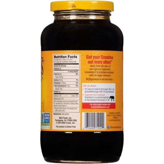 Grandma Unsulphered Baking Unsulphured Molasses Jar, 12 x 24 fl oz Case - DOT product image 4