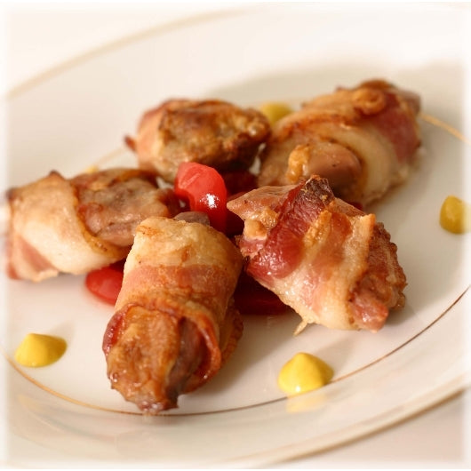 Manchester Farms Quail Boneless Marinated Breast Filet Bacon Wrapped, 2 x 2.5 lb Case - Frozen Meat & Seafood