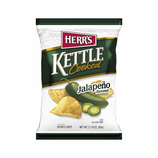 Herr's Jalapeo Flavored Kettle Cooked Potato Chips, 12 x 2.125 oz Case - Snacks