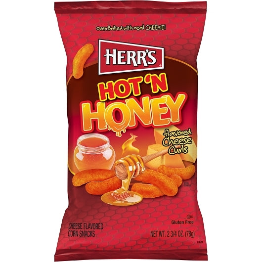 Herr's Hot Honey Cheese Curls, 12 x 2.75 oz Case - Pantry Ingredients