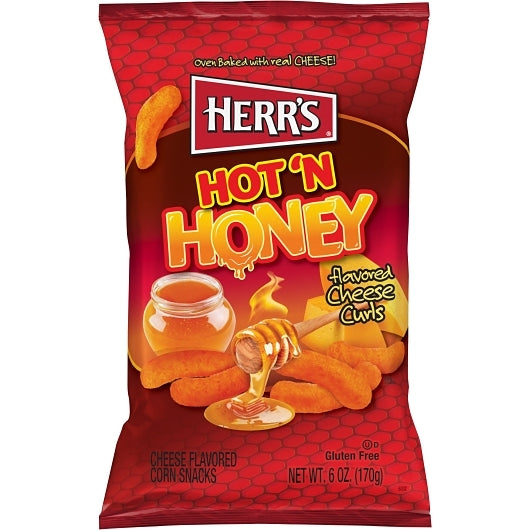 Herr's Hot 'N Honey Cheese Curls, 12 x 6 oz Case - Pantry Ingredients