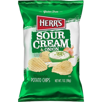Herr Brands Sour Cream & Onion Chips, 12 x 7 oz Case - Snacks