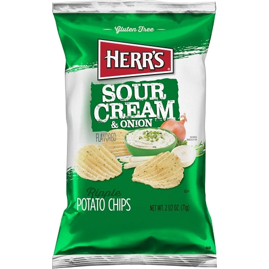 Herr Brands Sour Cream & Onion Chips, 12 x 2.5 oz Case - Condiments & Sauces