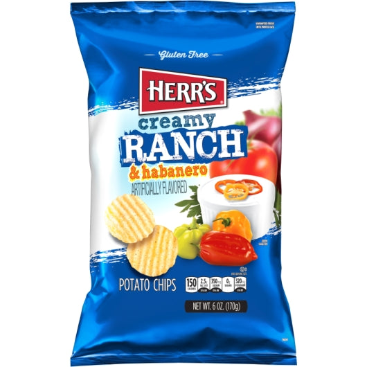 Herr Foods Inc Creamy Ranch Habanero Chips, 12 x 6 oz Case - Snacks