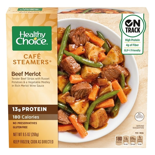 Healthy Choice Cafe Steamers Beef Merlot, 8 x 9.5 oz Case - Pantry Ingredients