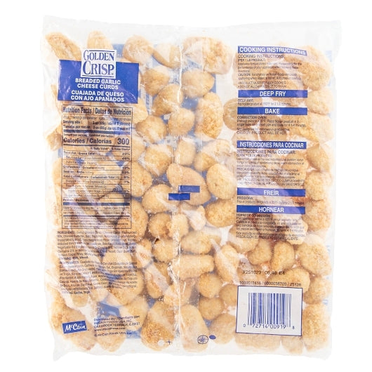 Golden Crisp Breaded Garlic Cheese Curds, 6 x 2 lb Case - Frozen Snacks & Appetizers