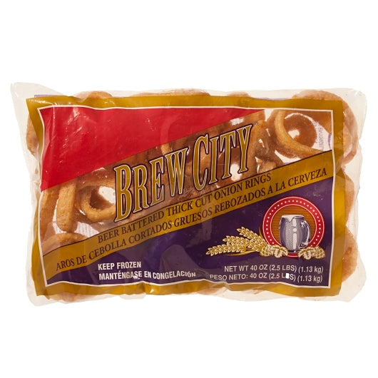Brew City Beer Battered Thick Cut Onion Rings, 6 x 2.5 lb Case - Frozen Vegetables & Sides
