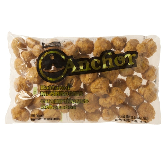 Anchor Battered Mushrooms, 6 x 2.5 lb Case - Frozen Snacks & Appetizers