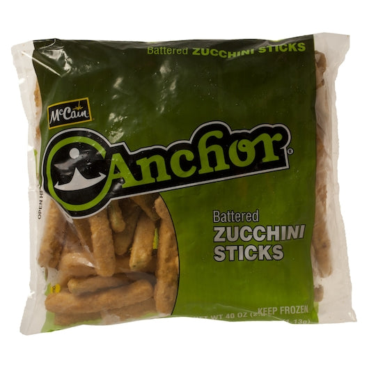 Anchor Battered Zucchini Sticks, 6 x 2.5 lb Case - Frozen Snacks & Appetizers