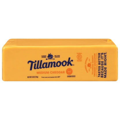 Tillamook Cheddar Medium Yellow Cheese Loaf, 2 x 5 lb Case - Cheese & Dairy