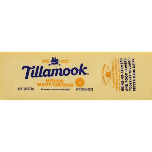 Tillamook Medium White Cheddar Cheese, 2 x 5 lb Case - Alternate product angle or state