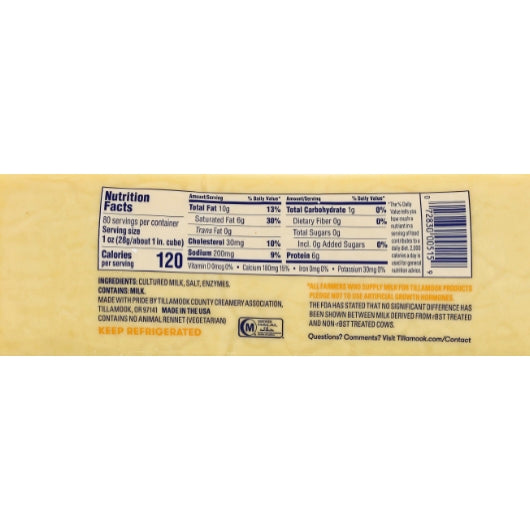 Tillamook Medium White Cheddar Cheese, 2 x 5 lb Case - Alternate product angle or state