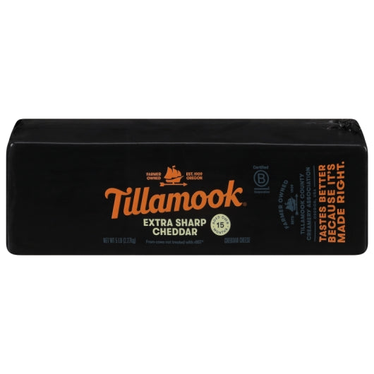 Tillamook Extra Sharp Yellow Cheddar Loaf, 2 x 5 lb Case - Cheese & Dairy
