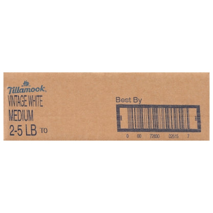 Tillamook Medium White Cheddar Cheese, 2 x 5 lb Case - GS1 closed shipping case image