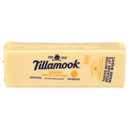 Tillamook Medium White Cheddar Cheese Loaf, 2 x 5 lb Case - Cheese & Dairy