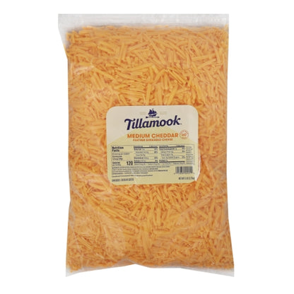 Tillamook Medium Shredded Cheddar Cheese, 4 x 5 lb Case - Cheese & Dairy