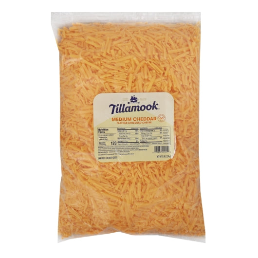 Tillamook Medium Shredded Cheddar Cheese, 4 x 5 lb Case - Cheese & Dairy