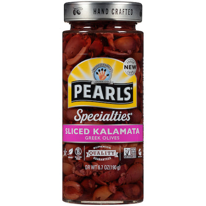 Pearls Sliced Kalamata Olives Jar, 6 x 6.7 oz Case - Condiments & Sauces