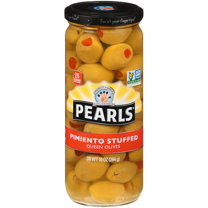 Pearls Pimiento Stuffed Olives Jar, 12 x 10 oz Case - Condiments & Sauces