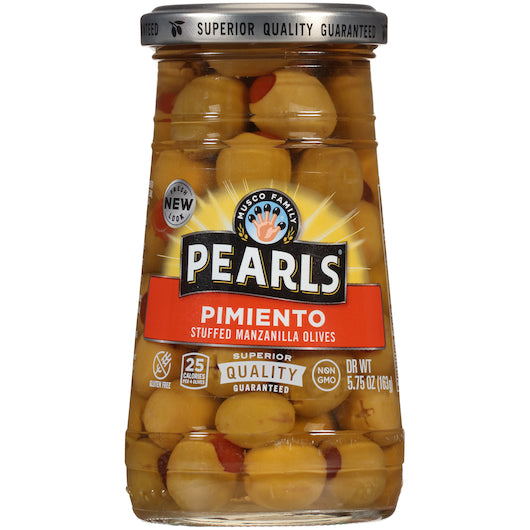 Pearls Stuffed Manzanilla Olives Jar, 12 x 5.75 oz Case - Condiments & Sauces