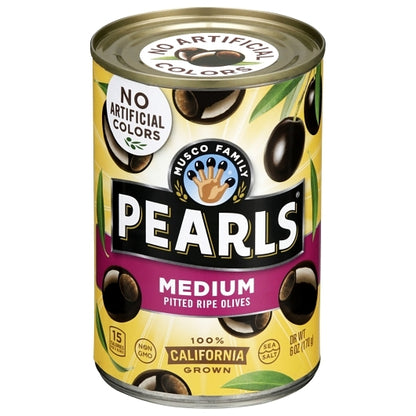 Pearls Medium Pitted Olives Canned, 12 x 6 oz Case - Condiments & Sauces