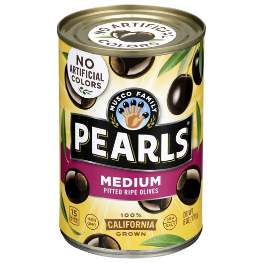 Pearls Medium Pitted Olives Canned, 12 x 6 oz Case - Condiments & Sauces