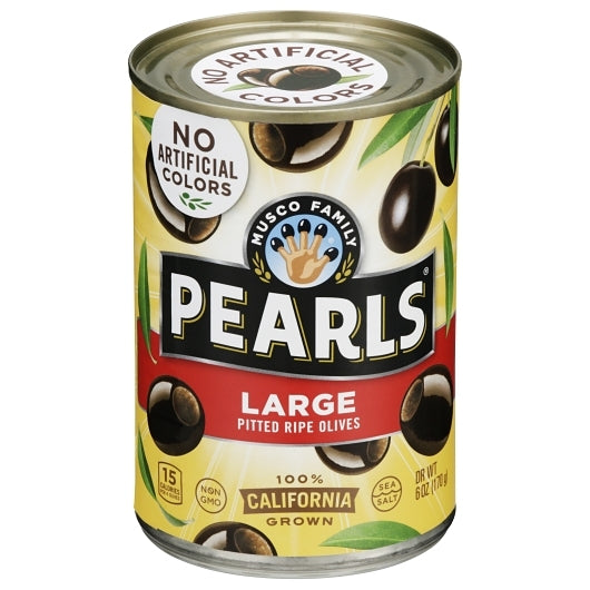 Pearls Large Pitted Ripe Olives Canned, 12 x 6 oz Case - Condiments & Sauces