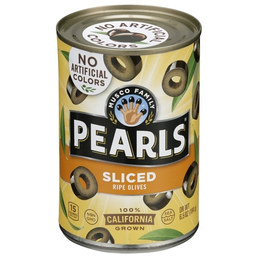 Pearls Black Ripe Sliced Olives Canned, 12 x 6.5 oz Case - Condiments & Sauces