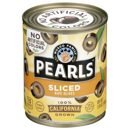 Pearls Sliced Black Olives Canned, 12 x 3.8 oz Case - Condiments & Sauces
