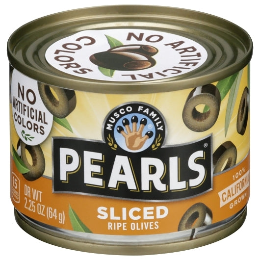 Pearls Sliced Black Ripe Olives Canned, 12 x 2.25 oz Case - Condiments & Sauces