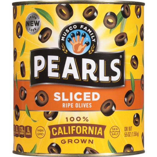 Pearls Fancy Sliced Ripe Olives Canned, 6 x 55 oz Case - Condiments & Sauces