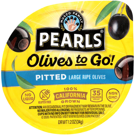 Pearls Black Ripe Olives To Go, 8 x 12 x 1.2 oz Case - Condiments & Sauces