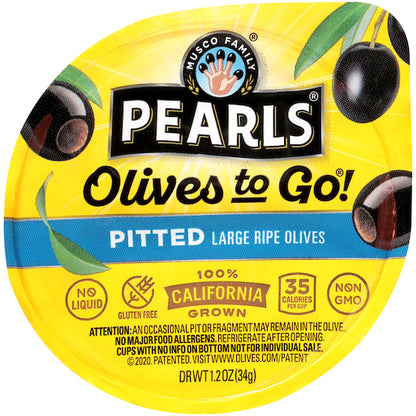 Pearls Black Ripe Olives To Go, 8 x 12 x 1.2 oz Case - Condiments & Sauces