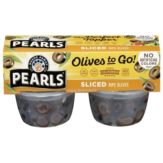 Pearls Black Sliced Olives To Go, 6 x 5.6 oz Case - Condiments & Sauces