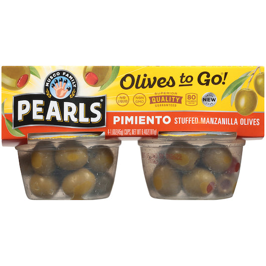Pearls Manzanilla Pimento Stuffed Olives To Go, 6 x 6.4 oz Case - DOT product image 4