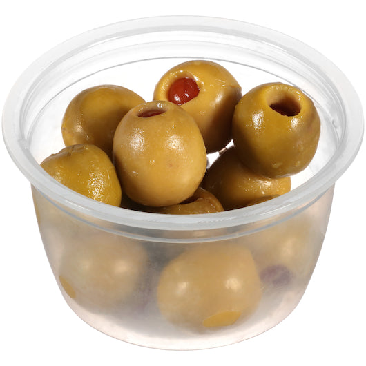 Pearls Manzanilla Pimento Stuffed Olives To Go, 6 x 6.4 oz Case - Condiments & Sauces