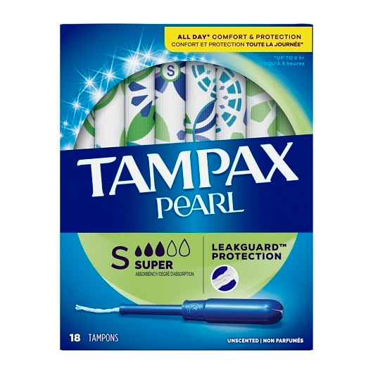 Tampax Pearl Super Unscented Tampons with Inners, 4 x 3 x 18 ct Case - Health & Personal Care
