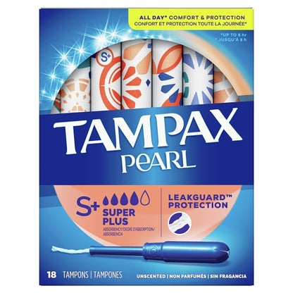 Tampax Pearl Tampons Super Plus, 4 x 3 x 18 ct Case - Health & Personal Care