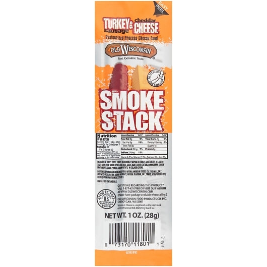 Old Wisconsin Turkey and Cheese Smoke Stack, 8 x 18 x 1 oz Case - Meat, Poultry & Seafood