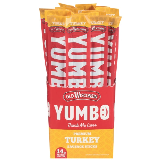 Old Wisconsin Yumbo Turkey Old Wisconsin Sticks, 4 x 20 x 2 oz Case - Meat, Poultry & Seafood