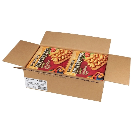 Posada Mini Shredded Beef Taquito, 4 x 4 lb Case - GS1 open-case image