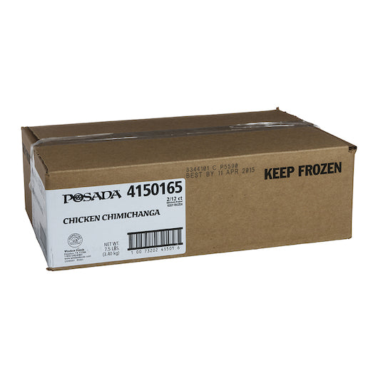 Posada Chicken Chimichangas, 24 x 5 oz Case - GS1 closed shipping case image