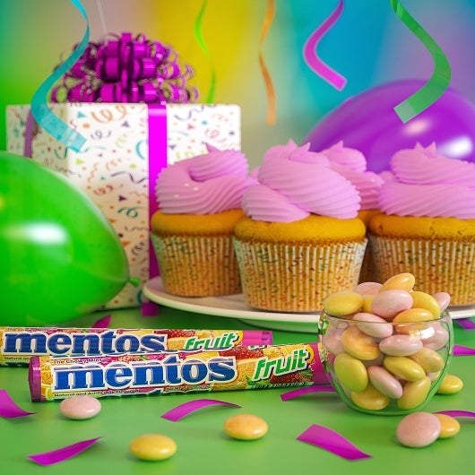 Mento Chewy Mints Vertical Showbox Mixed Fruit Candy, 24 x 15 x 1.32 oz Case - Candy & Confections